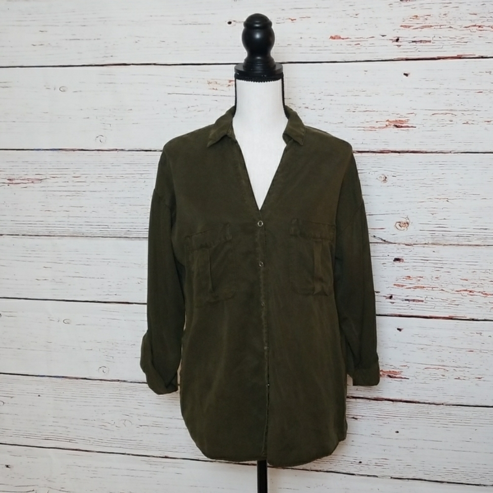 Zara Olive Button Down Shirt